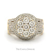 3cttw Round Diamond Cluster Ring with Double Diamond Halo & Multi Row Diamond Sides in 14k Yellow Gold - Thumbnail 1