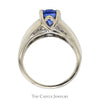 1.97ct Oval Tanzanite Solitaire Ring with Baguette Cut Diamond Accented Sides in 14k White Gold - Thumbnail 2