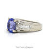 1.97ct Oval Tanzanite Solitaire Ring with Baguette Cut Diamond Accented Sides in 14k White Gold - Thumbnail 3