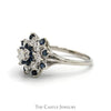Sapphire & 1/2cttw Diamond Snowflake Cluster Ring in 14k White Gold - Thumbnail 3