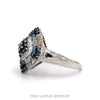 Side profile of the 10k white gold blue and white diamond cluster ring - Thumbnail 2