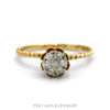 7 Round Diamond Flower Cluster Ring in 14k Yellow Gold with Twisted Designed Sides - Thumbnail 1