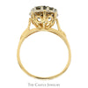 1cttw Round Shaped 7 Diamond Cluster Ring with Detailed Leaf Designed Sides in 14k Yellow Gold - Thumbnail 2