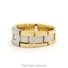 Two Tone Link Designed Band with Princess Cut Diamond Solitaire in 14k White & Yellow Gold - Thumbnail 3