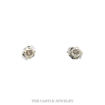 1/4cttw Round Diamond Stud Earrings in 14k White Gold with Butterfly Pushbacks