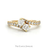 Double Diamond Bypass Engagement Ring with Diamond Accented Sides in 14k Yellow Gold - Thumbnail 1
