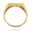Diagonally Set Diamond Accented Nugget Textured Ring with Ridged Design  in 10k Yellow Gold - Thumbnail 2