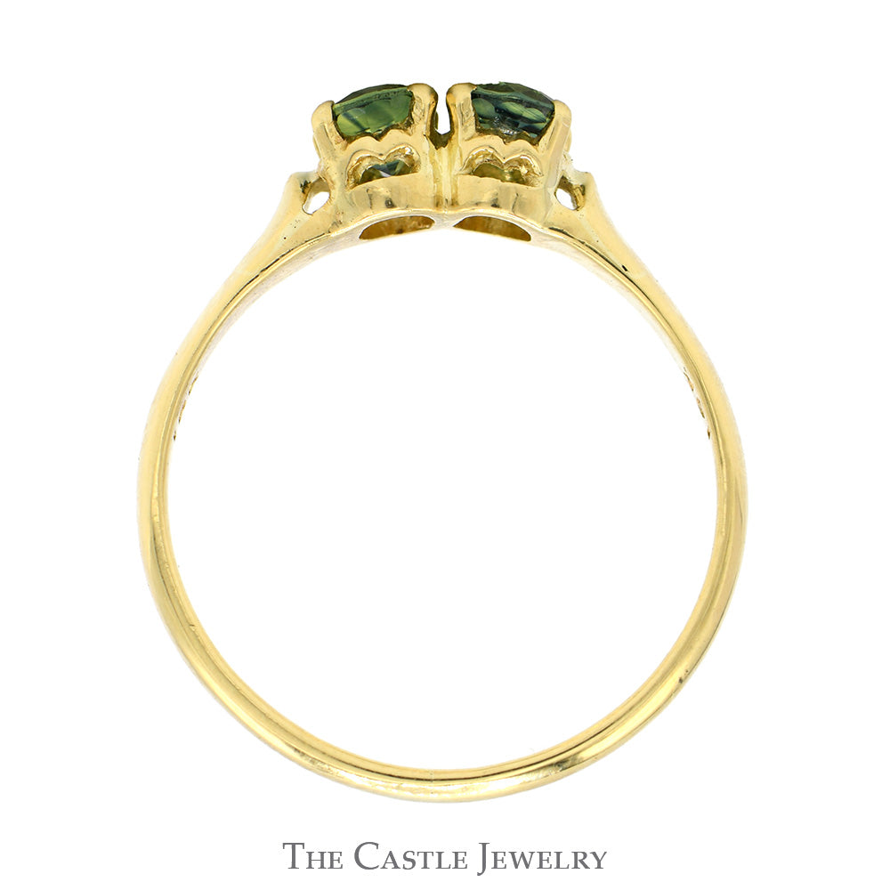 Double Oval Cut Green Spinel Ring in 18k Yellow Gold