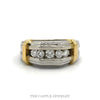Two Toned 1/2cttw 5 Nick Set Diamond Band with Yellow Gold Bar Accents in 14k White Gold