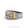 Two Toned 1/2cttw 5 Nick Set Diamond Band with Yellow Gold Bar Accents in 14k White Gold - Thumbnail 3