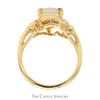 Pear Cut Opal Ring with Illusion Set Diamond Accented Sides in 14k Yellow Gold - Thumbnail 2