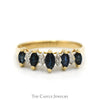 5 Marquise Cut Sapphire Band with Diamond Accents in 14k Yellow Gold - Thumbnail 1