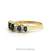5 Marquise Cut Sapphire Band with Diamond Accents in 14k Yellow Gold - Thumbnail 3