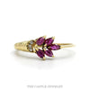 Marquise Ruby Cluster Ring with Illusion Set Diamond Accents in 14k Yellow Gold - Thumbnail 1