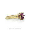 Marquise Ruby Cluster Ring with Illusion Set Diamond Accents in 14k Yellow Gold - Thumbnail 3
