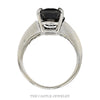 6ct Emerald Cut Black Diamond Ring with Channel Set Diamond Accented Sides in 14k White Gold - Thumbnail 3