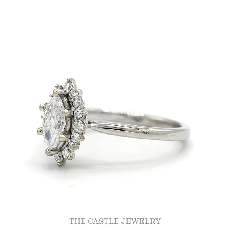 Lab Grown Marquise Diamond Halo Ring in 14K White Gold
