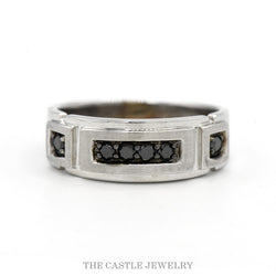 10K White Gold 1/4cttw Black Diamond Men’s Brushed Wedding Band