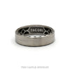 Tacori 6.25mm brushed men's band with scalloped crescent edges in 18k white gold — showing the crescent interior and TACORI stamp - Thumbnail 1