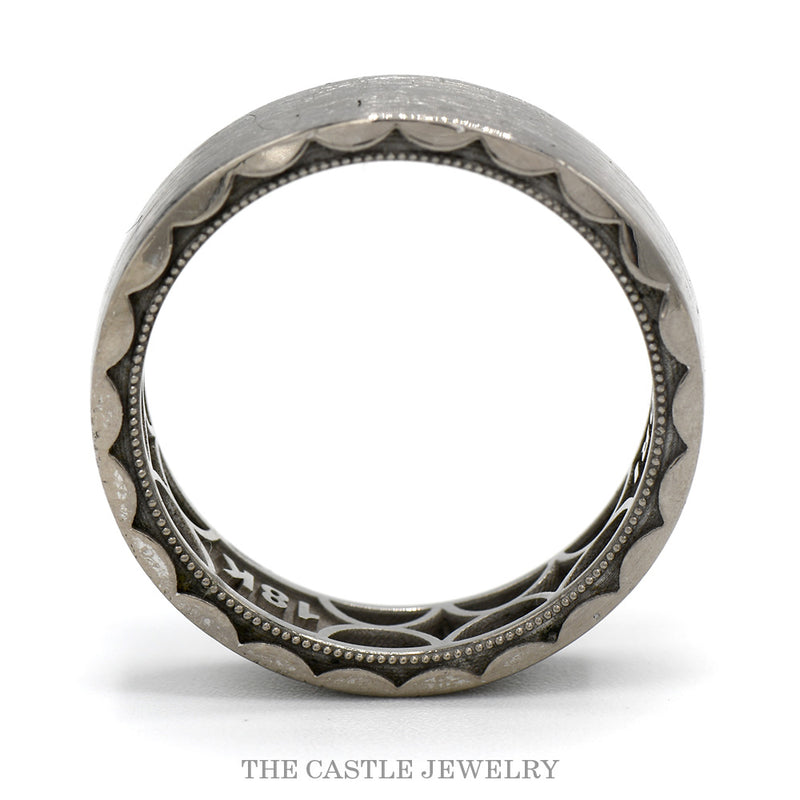 Front view of the Tacori 6.25mm brushed band in 18k white gold