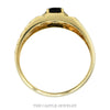 Front-facing view of the 10k yellow gold oval black onyx ring showing double-prong setting and textured band - Thumbnail 3
