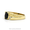 Side profile of the 10k yellow gold faceted onyx ring showing setting height and band taper - Thumbnail 2