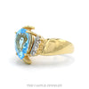10K Yellow Gold Pear Blue Topaz Diamond Accent Statement Ring - Thumbnail 3
