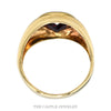 10K Yellow Gold Oval Garnet Bezel Set Grooved Statement Ring - Thumbnail 2