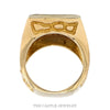 Rectangular Black Onyx Men's Ring with Diamond Bezel and Nugget Designed Sides in 10k Yellow Gold - Thumbnail 2