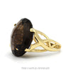 Large Round Smokey Quartz Solitaire with Open Twisted Sides in 10k Yellow Gold - Thumbnail 3