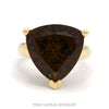 Large Trillion Cut Smokey Quartz Ring in 14k Yellow Gold - Thumbnail 1