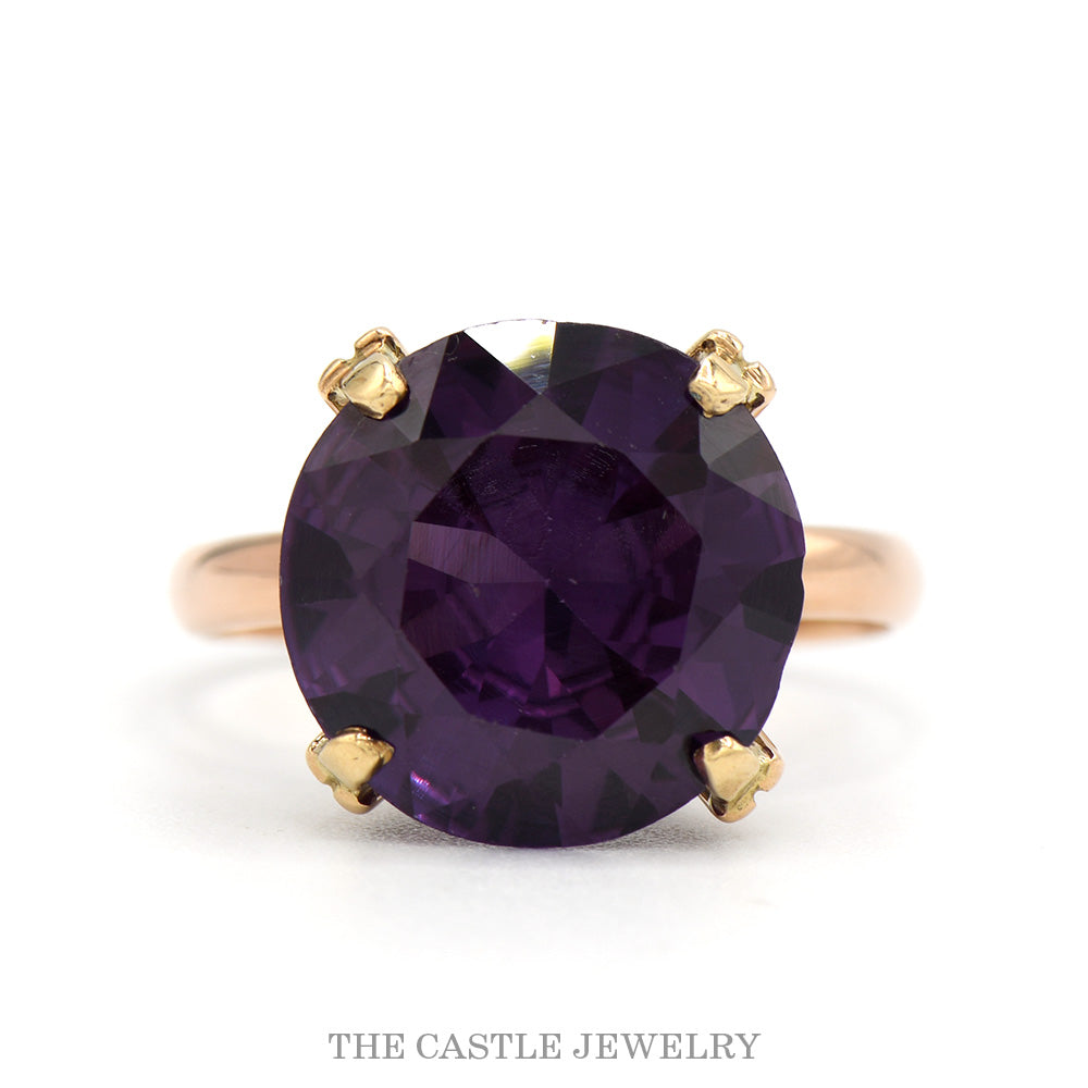 Round Synthetic Mystic Topaz Solitaire Ring in 14k Yellow Gold