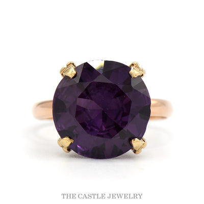 Round Synthetic Mystic Topaz Solitaire Ring in 14k Yellow Gold