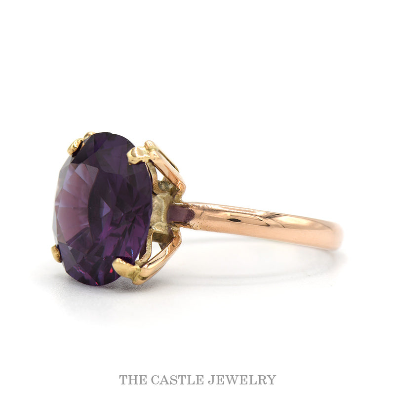 Round Synthetic Mystic Topaz Solitaire Ring in 14k Yellow Gold