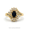 14k yellow gold oval sapphire ballerina ring with diamond accents — top view - Thumbnail 1