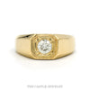 14k yellow gold men's solitaire ring with 0.50ct round brilliant diamond bezel-set in a stepped octagonal mounting — top view - Thumbnail 1