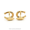 Front-facing view of the 14k yellow gold sapphire horseshoe cufflinks - Thumbnail 3