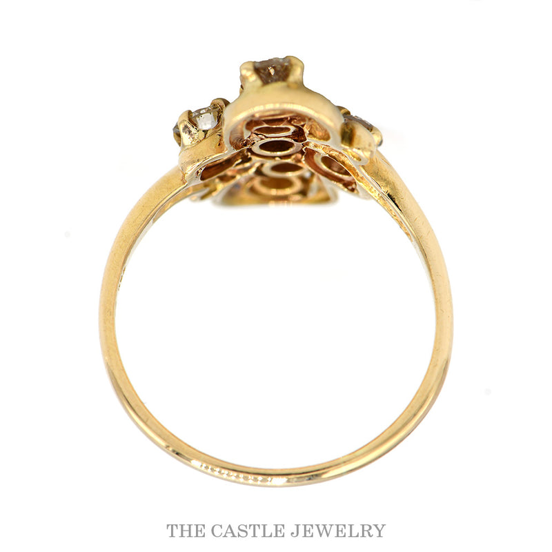 Swirled 1cttw Diamond Cluster Ring in 14k Yellow Gold