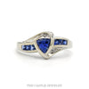 10k white gold trillion-cut tanzanite bypass ring with diamond accents — top view - Thumbnail 1