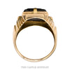 Front-facing view of the 10k yellow gold hematite intaglio warrior ring showing the fluted shoulder grooves - Thumbnail 3