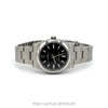 Top view of the Rolex Oyster Perpetual 34 showing the black dial and luminescent markers - Thumbnail 2