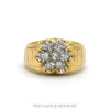 10k yellow gold seven diamond scalloped cluster men's ring — top view - Thumbnail 1