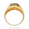 Front-facing view of the seven diamond scalloped cluster men's ring in 10k yellow gold - Thumbnail 3