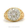 14k yellow gold vintage Kentucky cluster diamond ring — top view - Thumbnail 1
