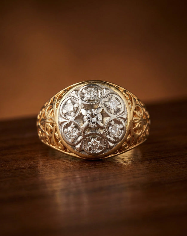 0.75ctw Diamond Kentucky Cluster Ring in 14k Yellow Gold