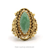 Marquise Green Jade Filigree Cocktail Ring in 14k Yellow Gold