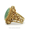 Side profile of the 14k yellow gold jade ring showing filigree frame - Thumbnail 2