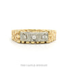 10k yellow gold men's three-diamond nugget band — top view - Thumbnail 1