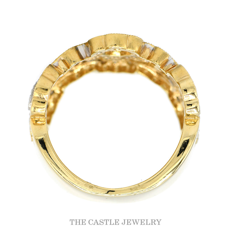 Front-facing view of the 14k two-tone diamond cigar band