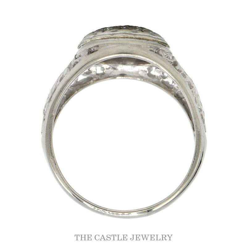 Front-facing view of the 14k white gold diamond dome ring
